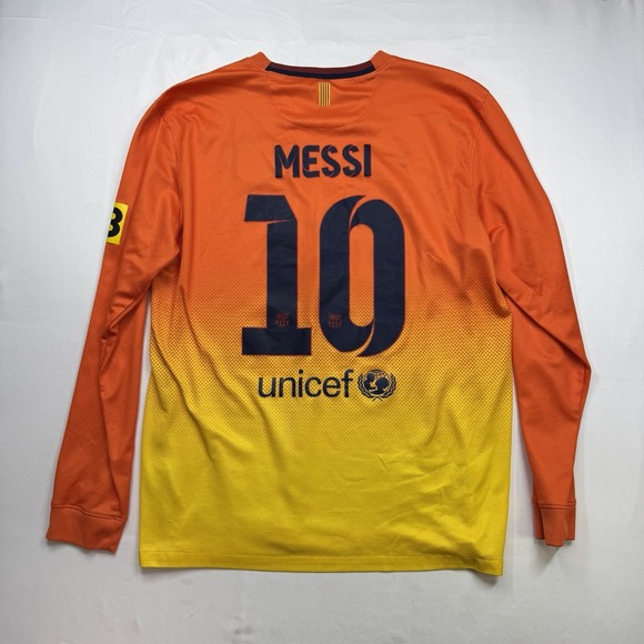 Nike FC Barcelona 2012-13 away messi 10 jersey Long Sleeve Sz L Qatar Foundation